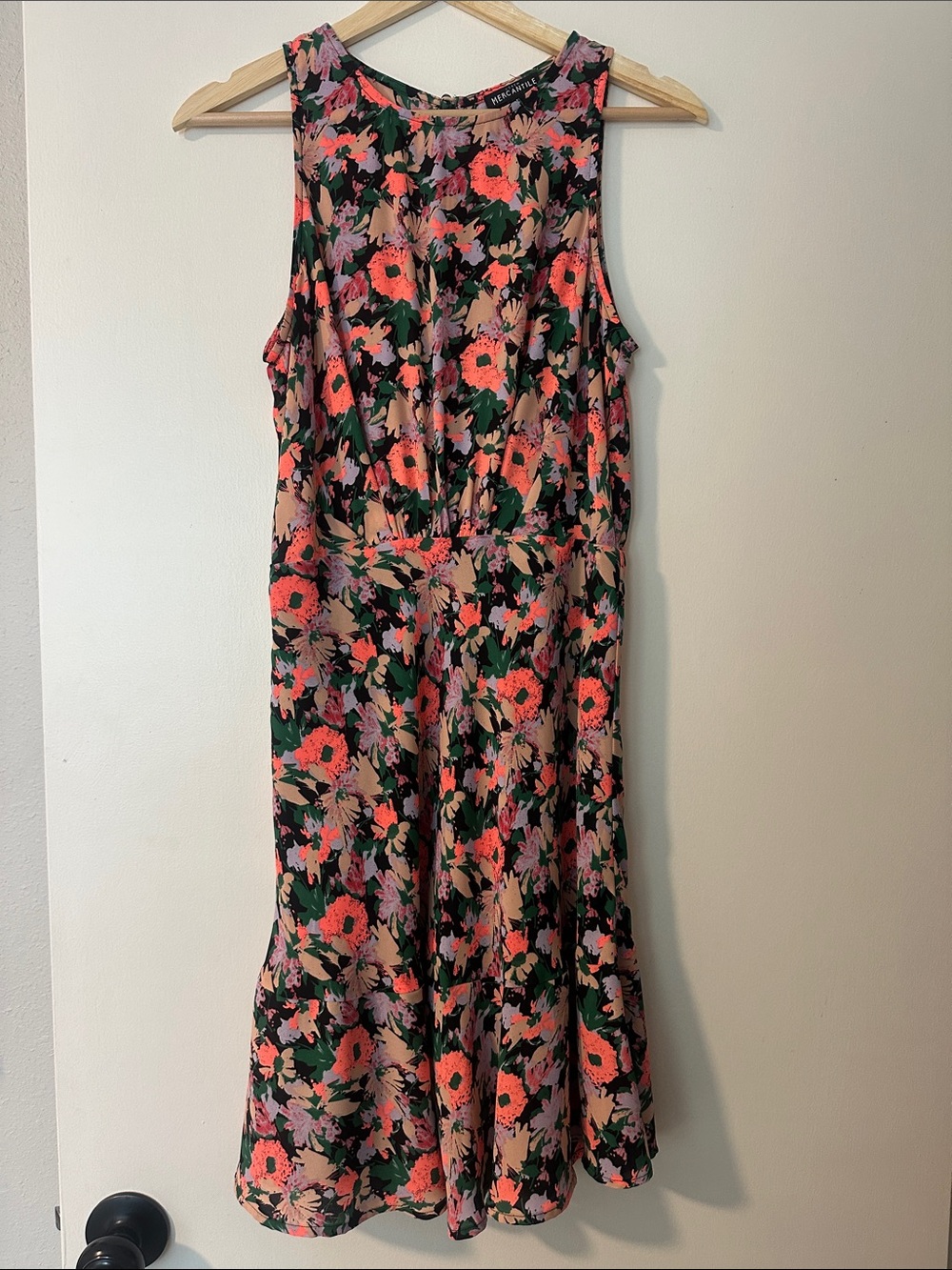 Sleeveless Floral in Black, Coral and Green